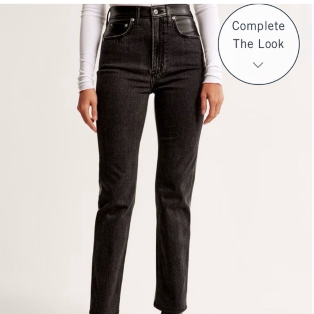 Abercrombie & Fitch High Rise Black Jeans Mixed Fabric